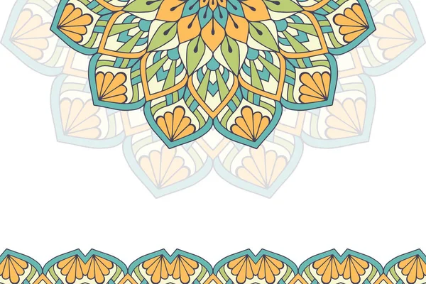 Fondo colorido con plantilla de mandala — Vector de stock