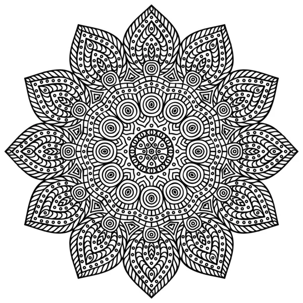 Mandala. Padrão de ornamento redondo. Elementos decorativos vintage. Fundo desenhado à mão. Islã, árabe, indiano, motivos otomanos. —  Vetores de Stock