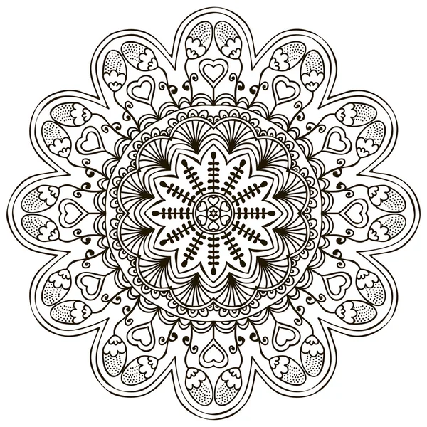Mandala. Padrão de ornamento redondo. Elementos decorativos vintage. Fundo desenhado à mão. Islã, árabe, indiano, motivos otomanos. — Vetor de Stock