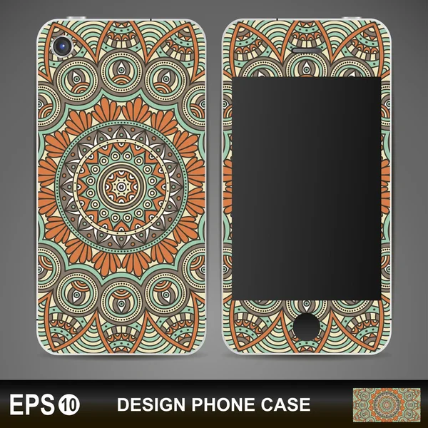 Diseño de la caja del teléfono. Fondo vectorial. Elementos decorativos vintage. Fondo dibujado a mano . — Vector de stock