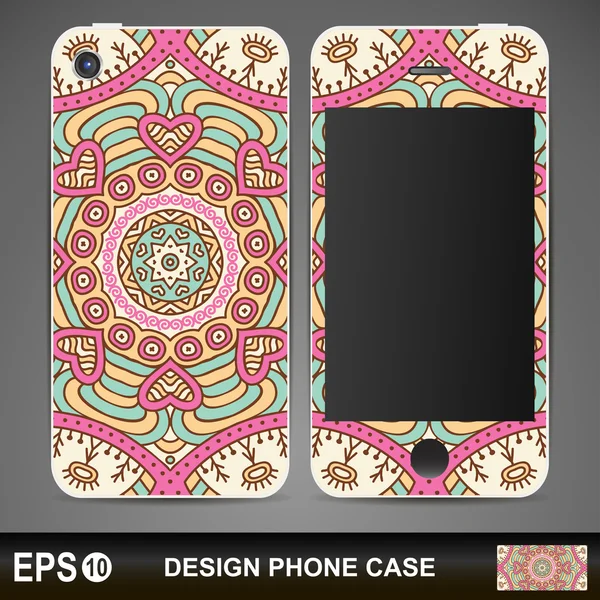 Diseño de la caja del teléfono. Fondo vectorial. Elementos decorativos vintage. Fondo dibujado a mano . — Vector de stock