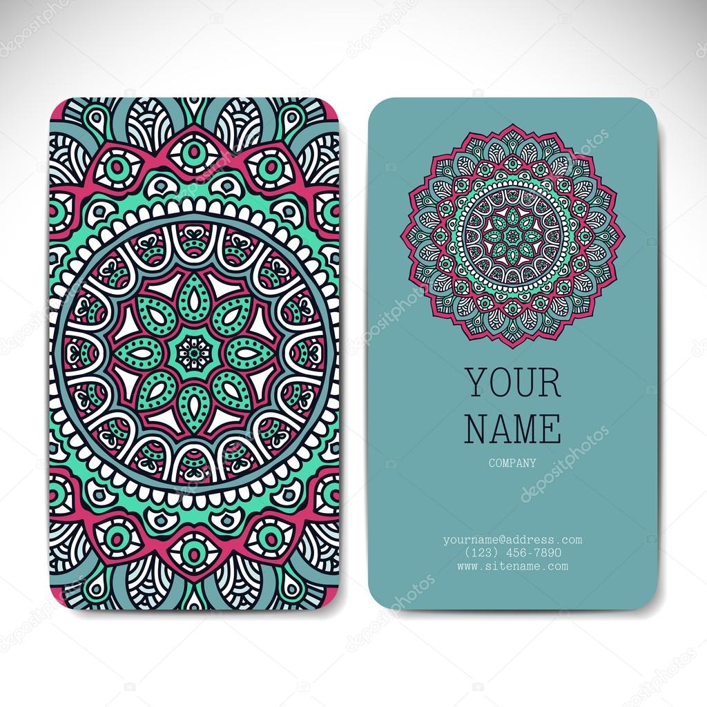Business card or invitation. Vector background. Vintage decorative elements. Hand drawn background.