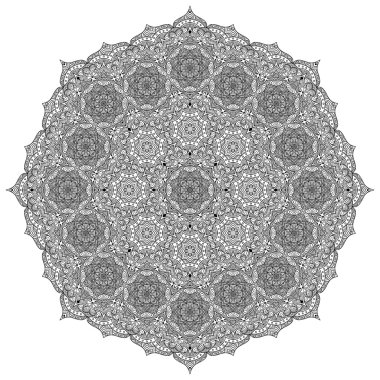 Mandala. Yuvarlak Süs Şablonu. Klasik dekoratif elementler. El çizimi arka plan. İslam, Arapça, Hintçe, sedir motifleri.