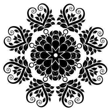 Mandala. Yuvarlak Süs Şablonu. Klasik dekoratif elementler. El çizimi arka plan. İslam, Arapça, Hintçe, sedir motifleri.