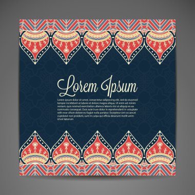 Kartı yuvarlak süsleme desen. Vintage dekoratif öğeler. Elle çizilmiş arka plan. Islam, Arapça, Indian, Osmanlı motifleri.