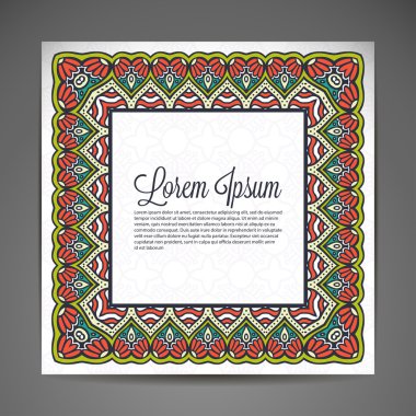 Kartı yuvarlak süsleme desen. Vintage dekoratif öğeler. Elle çizilmiş arka plan. Islam, Arapça, Indian, Osmanlı motifleri.