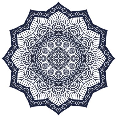 Mandala. Yuvarlak Süs Şablonu. Klasik dekoratif elementler. El çizimi arka plan. İslam, Arapça, Hintçe, sedir motifleri.