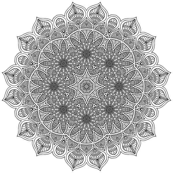 Mandala. Padrão de ornamento redondo. Elementos decorativos vintage. Fundo desenhado à mão. Islã, árabe, indiano, motivos otomanos. — Vetor de Stock