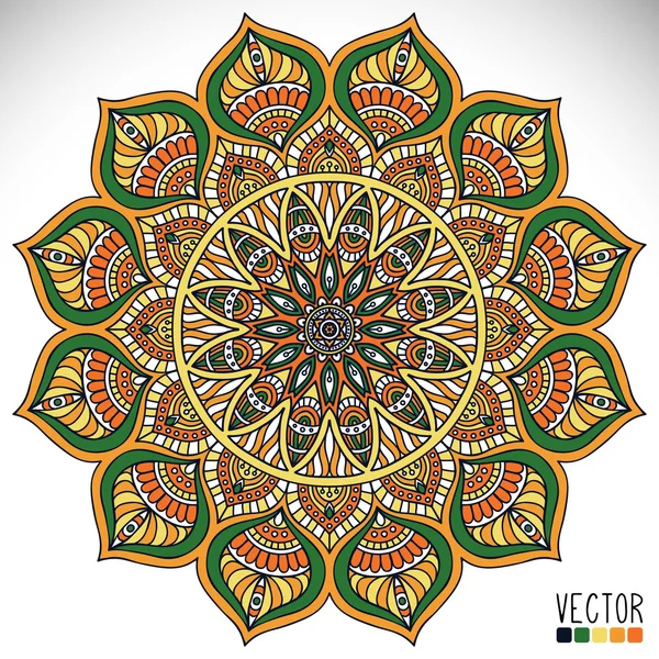 만달라. 둥근 장식 무늬. 고전적 인 장식 요소들. 손으로 그린 배경. 이슬람, 아라비아, 인도, 오토만 모티프. — 스톡 벡터
