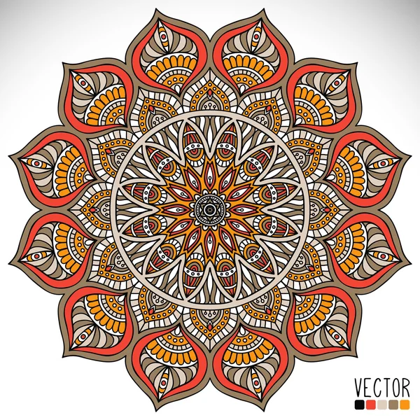 Mandala. Patrón de ornamento redondo. Elementos decorativos vintage. Fondo dibujado a mano. Islam, árabe, indio, motivos otomanos. — Vector de stock