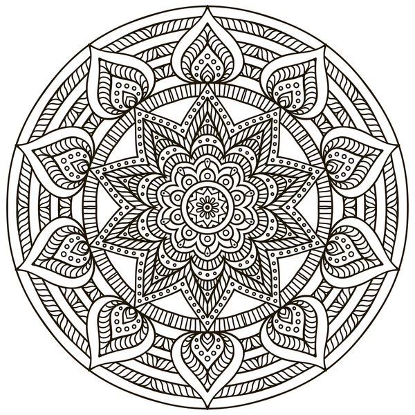 Mandala. Padrão de ornamento redondo. Elementos decorativos vintage. Fundo desenhado à mão. Islã, árabe, indiano, motivos otomanos. —  Vetores de Stock