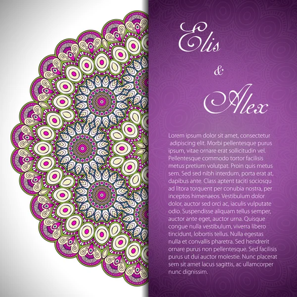 Card. runda prydnad mönster. Vintage dekorativa element. Handritad bakgrund. Islam, arabiska, indiska, ottomanska motiv. — Stock vektor
