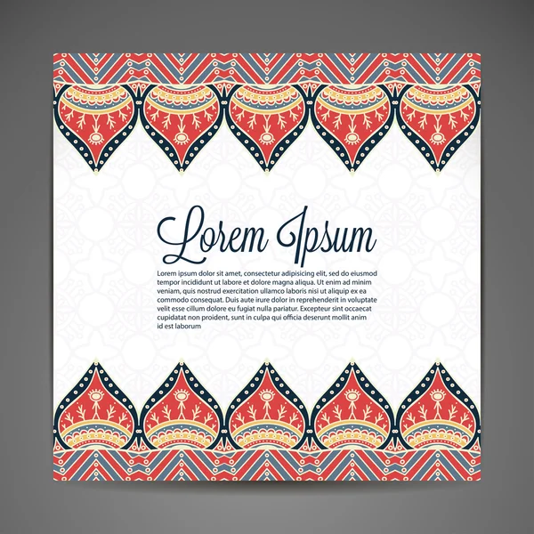 カード ラウンド飾りパターン。ヴィンテージの装飾的な要素。手描きの背景。イスラム教、アラビア語、インド、オスマン モチーフ. — ストックベクタ