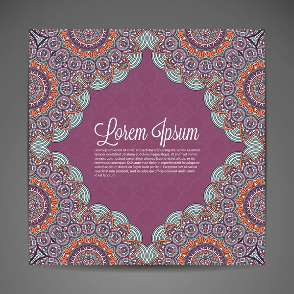 Card. ronde Ornament patroon. Vintage decoratieve elementen. Hand getrokken achtergrond. Islam, Arabic, Indian, Ottomaanse motieven. — Stockvector