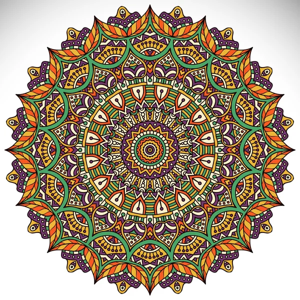 Mandala. Runda prydnadsmönster. Vintage dekorativa element. Handritad bakgrund. Islam, arabiska, indiska, ottomanska motiv. — Stock vektor
