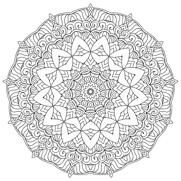 Mandala. Yuvarlak Süs Şablonu. Klasik dekoratif elementler. El çizimi arka plan. İslam, Arapça, Hintçe, sedir motifleri.