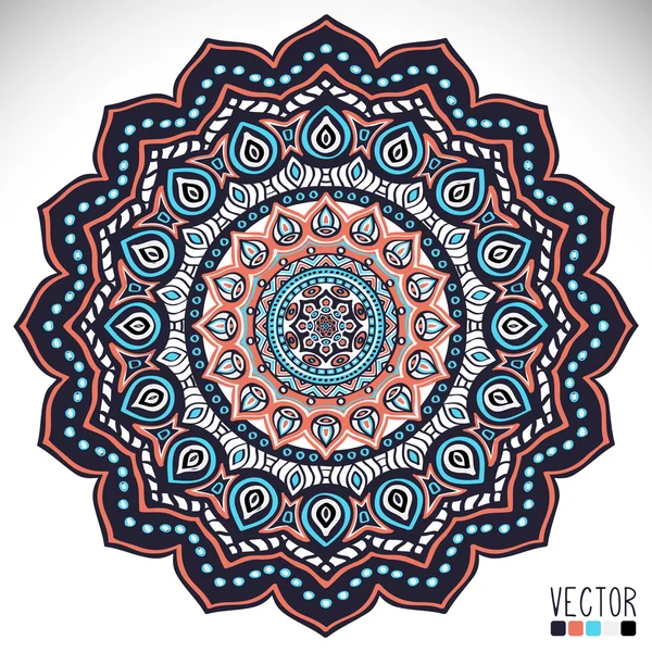 Mandala. Yuvarlak Süs Şablonu. Klasik dekoratif elementler. El çizimi arka plan. İslam, Arapça, Hintçe, sedir motifleri.