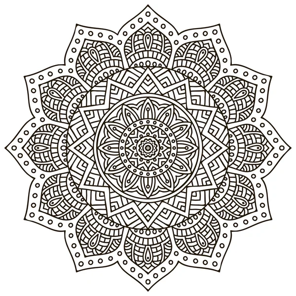 Mandala. Kulatý vzor ornamentu. Klasické dekorativní prvky. Ručně kreslené pozadí. Islám, arabština, indiánština, osmanské motivy. — Stockový vektor