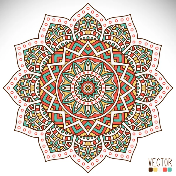 Mandala. Patrón de ornamento redondo. Elementos decorativos vintage. Fondo dibujado a mano. Islam, árabe, indio, motivos otomanos. — Vector de stock