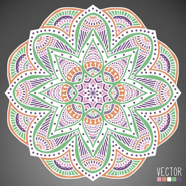 Mandala. Pola Ornamen Bulat. Elemen dekoratif klasik. Latar belakang gambar tangan. Islam, Arab, India, motif ottoman. - Stok Vektor