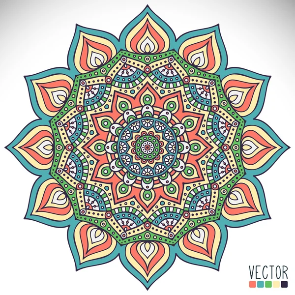 Mandala vagyok. Kerek dísz minta. Vintage dekoratív elemek. Kézzel rajzolt háttér. Iszlám, arab, indiai, ottomán motívumok. — Stock Vector