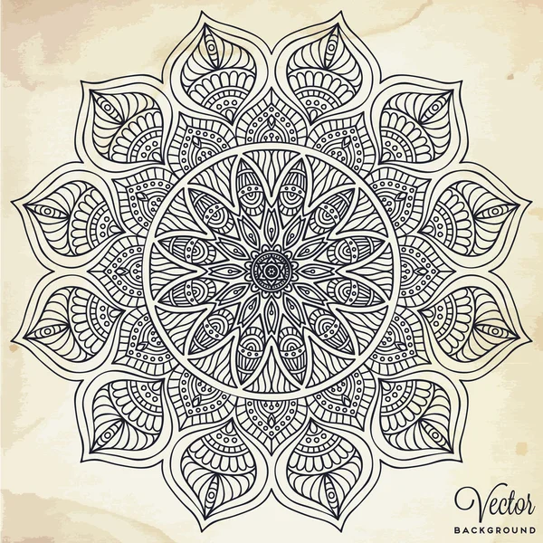 Mandala. Yuvarlak Süs Şablonu. Klasik dekoratif elementler. El çizimi arka plan. İslam, Arapça, Hintçe, sedir motifleri. — Stok Vektör