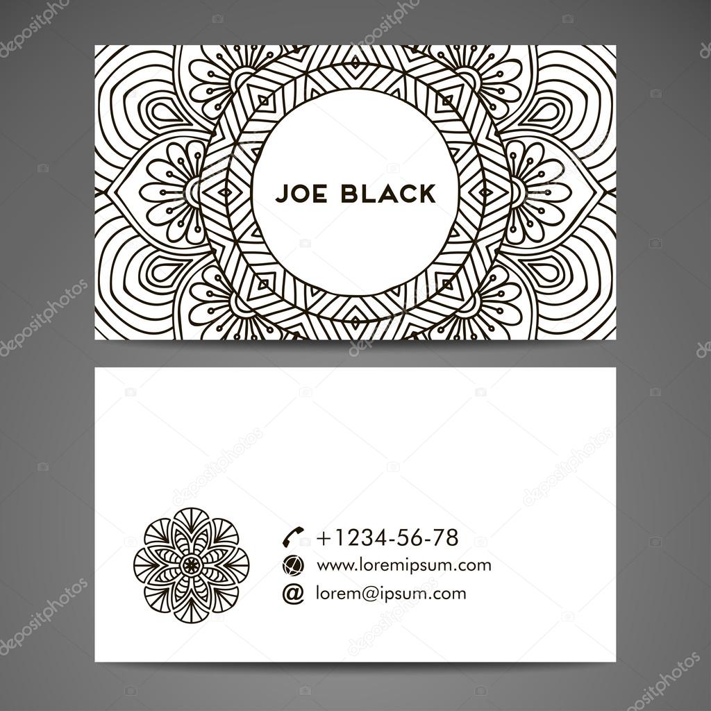 Business card. Vintage decorative elements. Hand drawn background. Islam, Arabic, Indian, ottoman motifs.