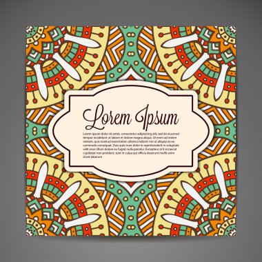 Kartı yuvarlak süsleme desen. Vintage dekoratif öğeler. Elle çizilmiş arka plan. Islam, Arapça, Indian, Osmanlı motifleri.