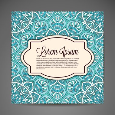 Kartı yuvarlak süsleme desen. Vintage dekoratif öğeler. Elle çizilmiş arka plan. Islam, Arapça, Indian, Osmanlı motifleri.