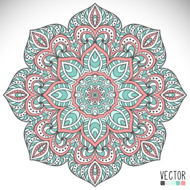 Mandala. Yuvarlak Süs Şablonu. Klasik dekoratif elementler. El çizimi arka plan. İslam, Arapça, Hintçe, sedir motifleri.