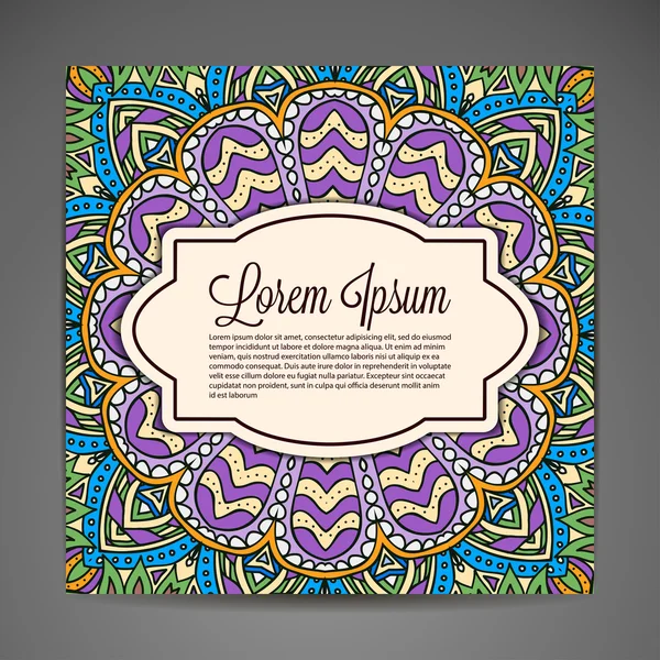 Kartı yuvarlak süsleme desen. Vintage dekoratif öğeler. Elle çizilmiş arka plan. Islam, Arapça, Indian, Osmanlı motifleri.