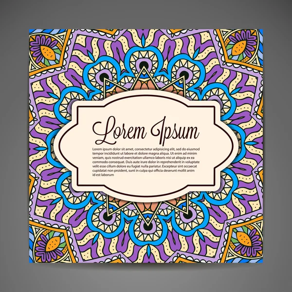 Kartı yuvarlak süsleme desen. Vintage dekoratif öğeler. Elle çizilmiş arka plan. Islam, Arapça, Indian, Osmanlı motifleri.