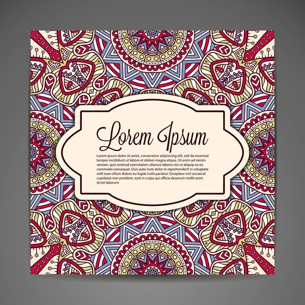 Kartı yuvarlak süsleme desen. Vintage dekoratif öğeler. Elle çizilmiş arka plan. Islam, Arapça, Indian, Osmanlı motifleri.