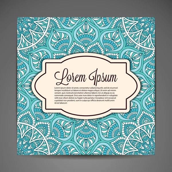 Card. Round Ornament Pattern. Vintage decorative elements. Hand drawn background. Islam, Arabic, Indian, ottoman motifs. — Stock Vector