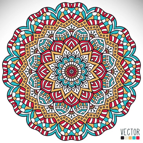 Mandala. Padrão de ornamento redondo. Elementos decorativos vintage. Fundo desenhado à mão. Islã, árabe, indiano, motivos otomanos. — Vetor de Stock