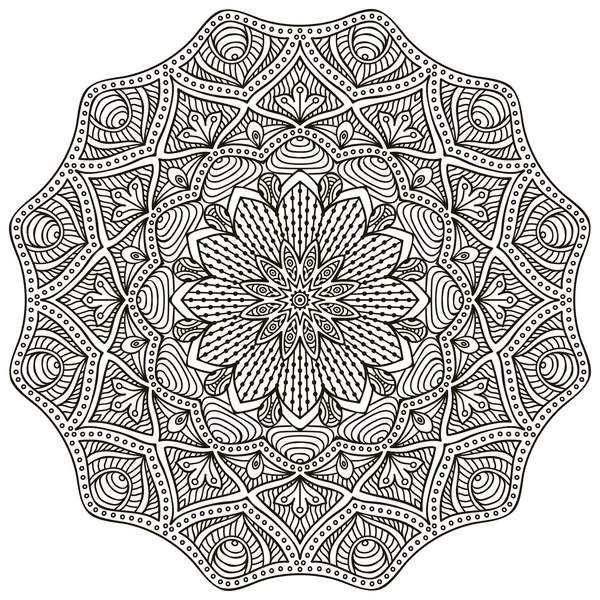 Mandala. Yuvarlak Süs Şablonu. Klasik dekoratif elementler. El çizimi arka plan. İslam, Arapça, Hintçe, sedir motifleri. — Stok Vektör