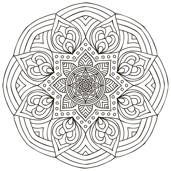 Mandala. Patrón de ornamento redondo. Elementos decorativos vintage. Fondo dibujado a mano. Islam, árabe, indio, motivos otomanos. — Archivo Imágenes Vectoriales