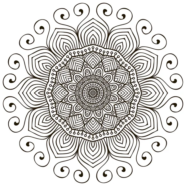 Mandala. Patrón de ornamento redondo. Elementos decorativos vintage. Fondo dibujado a mano. Islam, árabe, indio, motivos otomanos. — Vector de stock