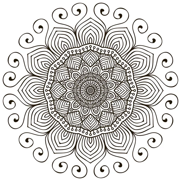 Mandala. Yuvarlak Süs Şablonu. Klasik dekoratif elementler. El çizimi arka plan. İslam, Arapça, Hintçe, sedir motifleri.