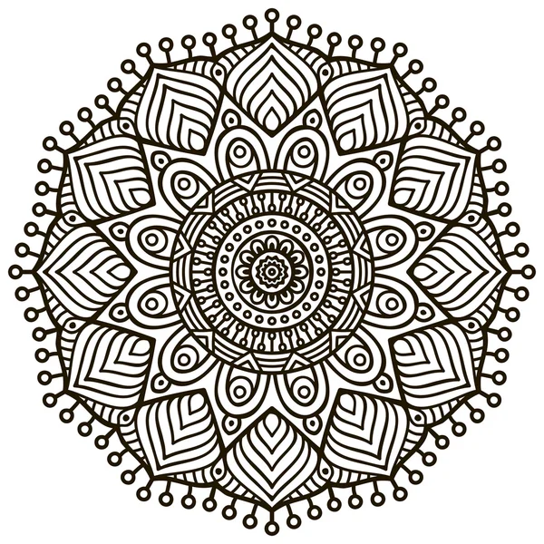 Mandala. Yuvarlak Süs Şablonu. Klasik dekoratif elementler. El çizimi arka plan. İslam, Arapça, Hintçe, sedir motifleri.