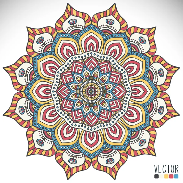 Mandala. Pola Ornamen Bulat. Elemen dekoratif klasik. Latar belakang gambar tangan. Islam, Arab, India, motif ottoman. - Stok Vektor