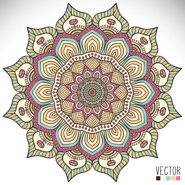 Mandala. Okrągły wzór ornamentu. Vintage elementy dekoracyjne. Ręcznie rysowane tło. Islam, arabski, indyjski, otomańskie motywy. — Wektor stockowy
