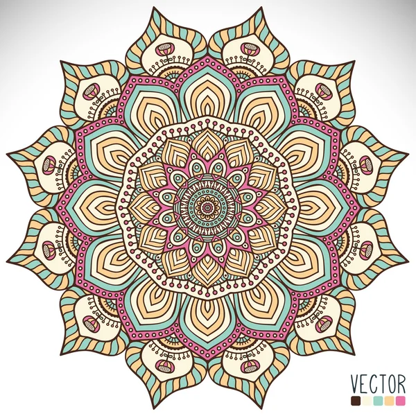 Mandala. Modello di ornamento rotondo. Elementi decorativi vintage. Sfondo disegnato a mano. Islam, arabo, indiano, motivi ottomani. — Vettoriale Stock