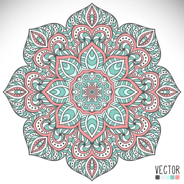 Mandala. Padrão de ornamento redondo. Elementos decorativos vintage. Fundo desenhado à mão. Islã, árabe, indiano, motivos otomanos. — Vetor de Stock