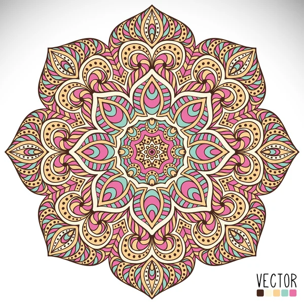 Mandala. Yuvarlak Süs Şablonu. Klasik dekoratif elementler. El çizimi arka plan. İslam, Arapça, Hintçe, sedir motifleri.
