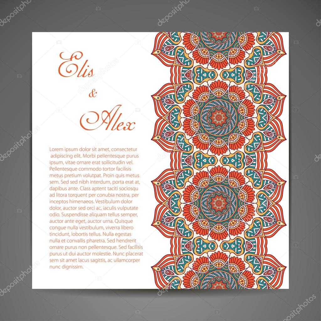 Mandala Card. Round Ornament Pattern. Vintage decorative elements. Hand drawn background. Islam, Arabic, Indian, ottoman motifs.