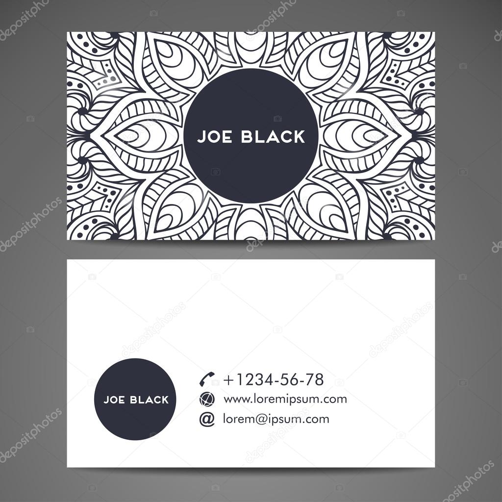 Business card. Vintage decorative elements. Hand drawn background. Islam, Arabic, Indian, ottoman motifs.