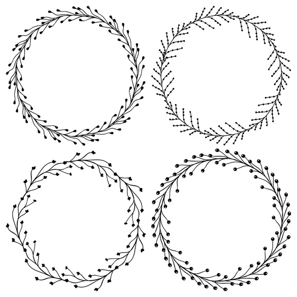 Set wreaths on white background — Stock Vector