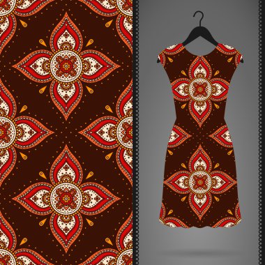 Sorunsuz vektör Hint desen, bir askı elbise