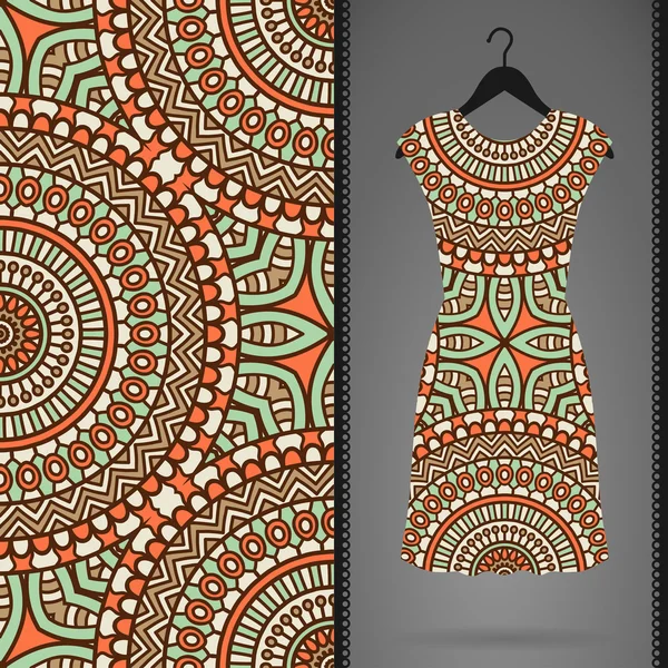 Bezszwowe wektor wzór indyjski, sukienka na wieszaku — Wektor stockowy